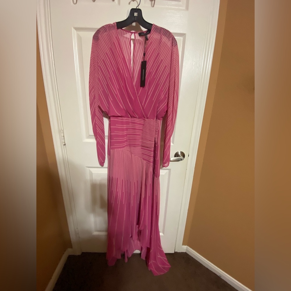 BCBGMAXAZRIA Striped Ruffle Dress